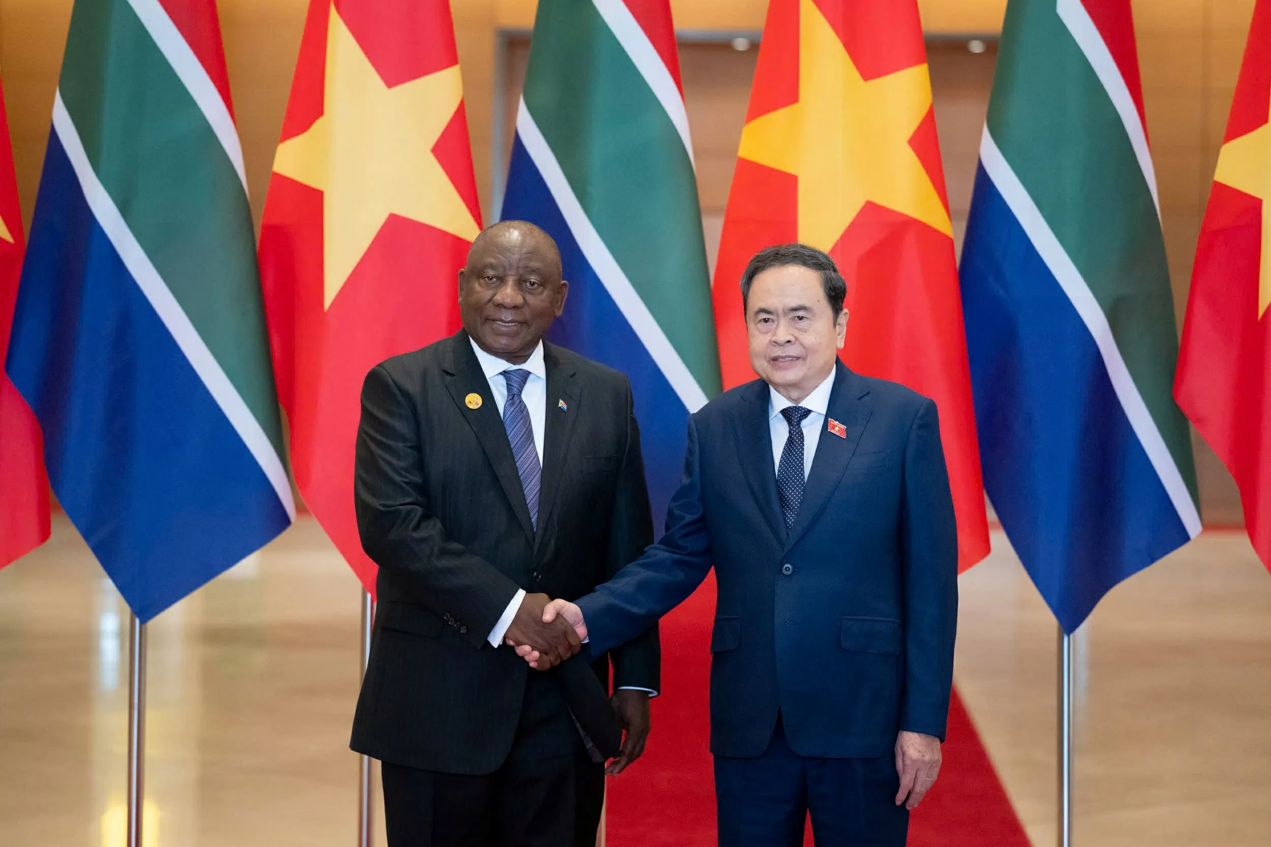 Chủ tịch Quốc hội Trần Thanh Mẫn hội kiến với Tổng thống Nam Phi Cyril Ramaphosa