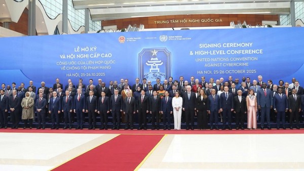 Lễ đón chính thức các Trưởng đoàn tại Lễ mở ký Công ước Liên hợp quốc về chống tội phạm mạng