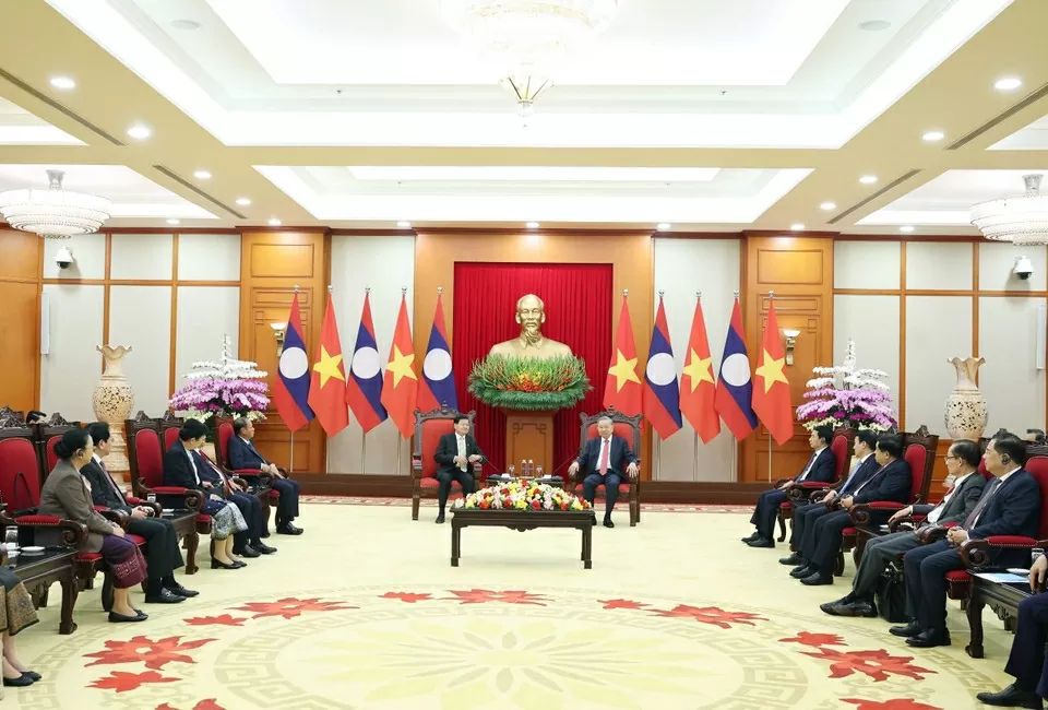 Tổng Bí thư Tô Lâm tiếp Tổng Bí thư, Chủ tịch nước Lào Thongloun Sisoulith