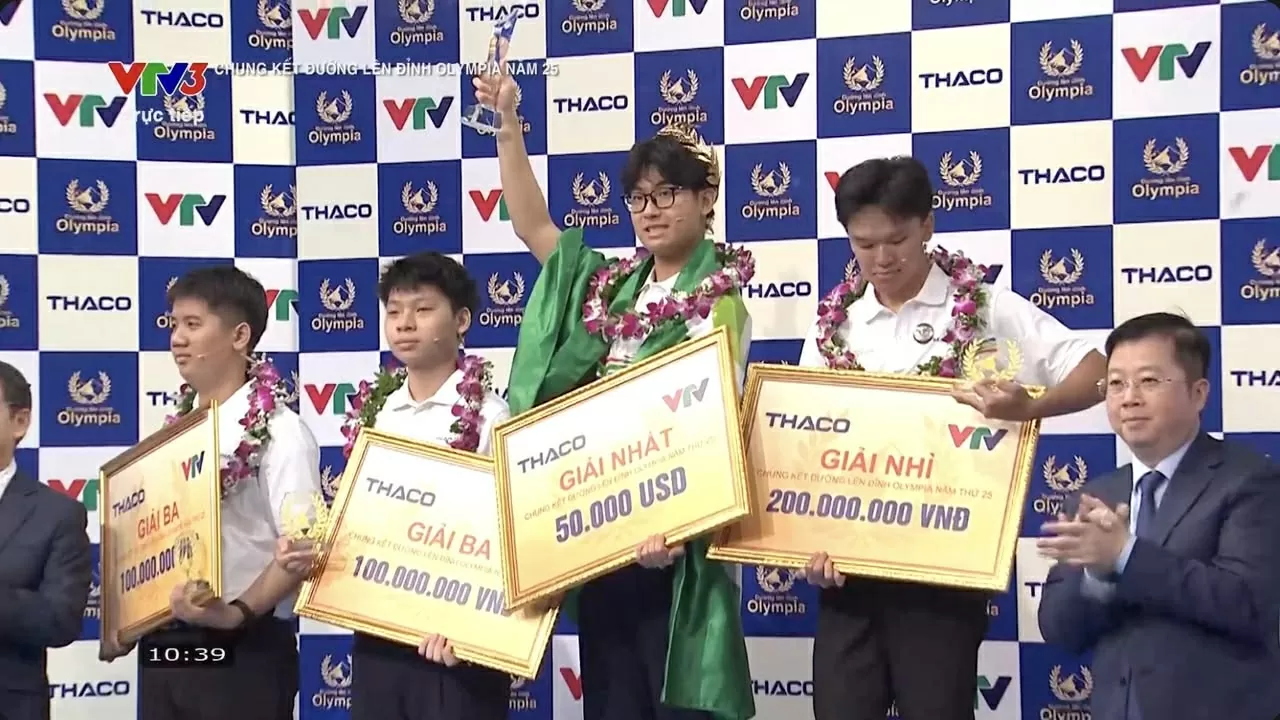 Chung kết Đường lên đỉnh Olympia năm thứ 25: Trần Bùi Bảo Khánh đến từ Hà Nội giành vòng nguyệt quế Chung kết Đường lên đỉnh Olympia 2025: Trần Bùi Bảo Khánh đến từ Hà Nội xuất sắc giành vòng nguyệt quế