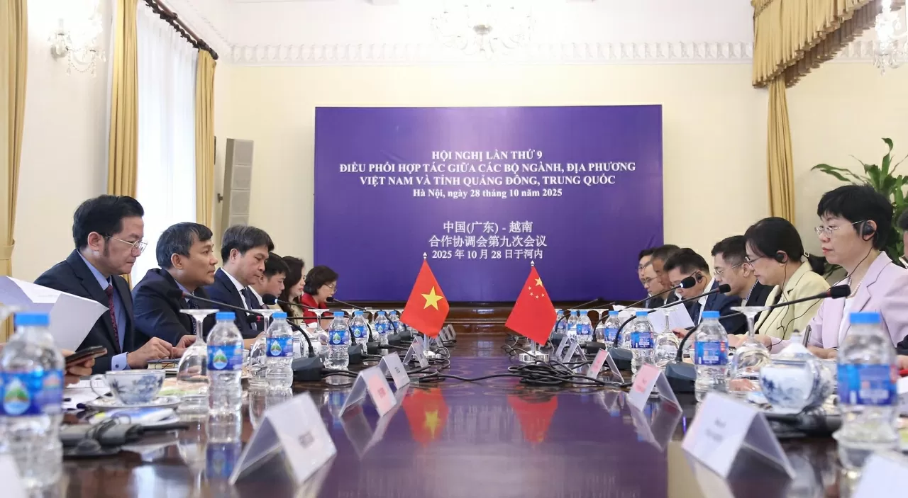 Toàn cảnh Hội nghị lần thứ 9 điều phối hợp tác giữa các bộ ngành, địa phương Việt Nam và tỉnh Quảng Đông, Trung Quốc. (Ảnh: Thành Long)