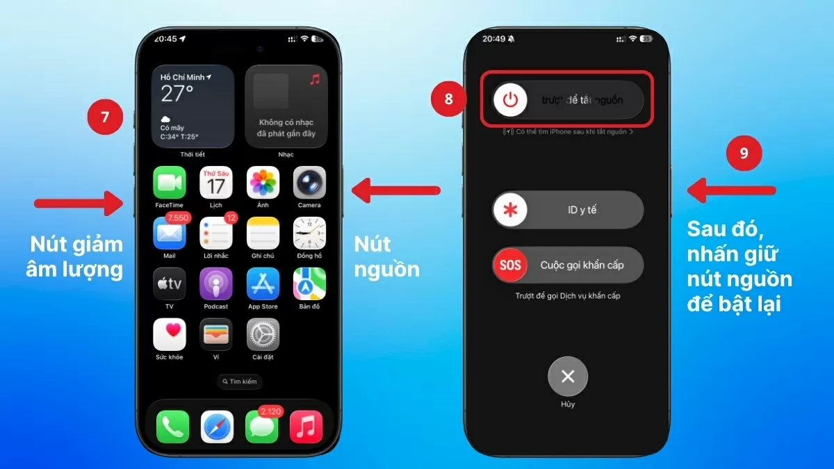 Khởi động lại thiết bị.