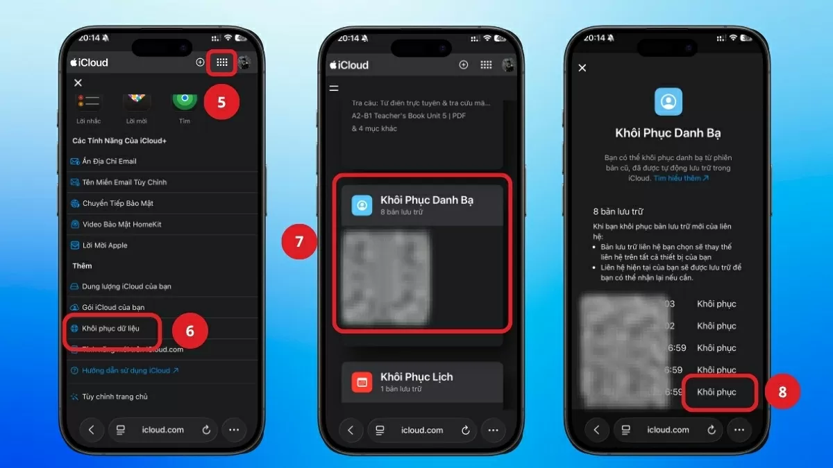 Truy cập mục khôi phục dữ liệu. Truy cập mục khôi phục dữ liệu.