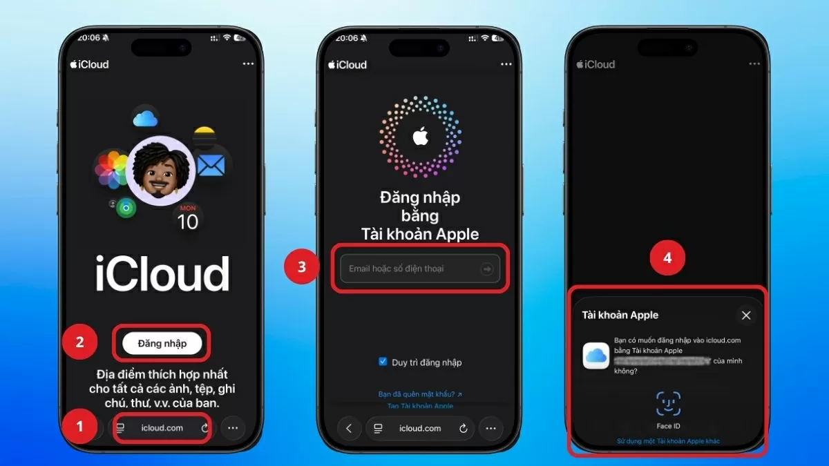 Đăng nhập iCloud. Đăng nhập iCloud.