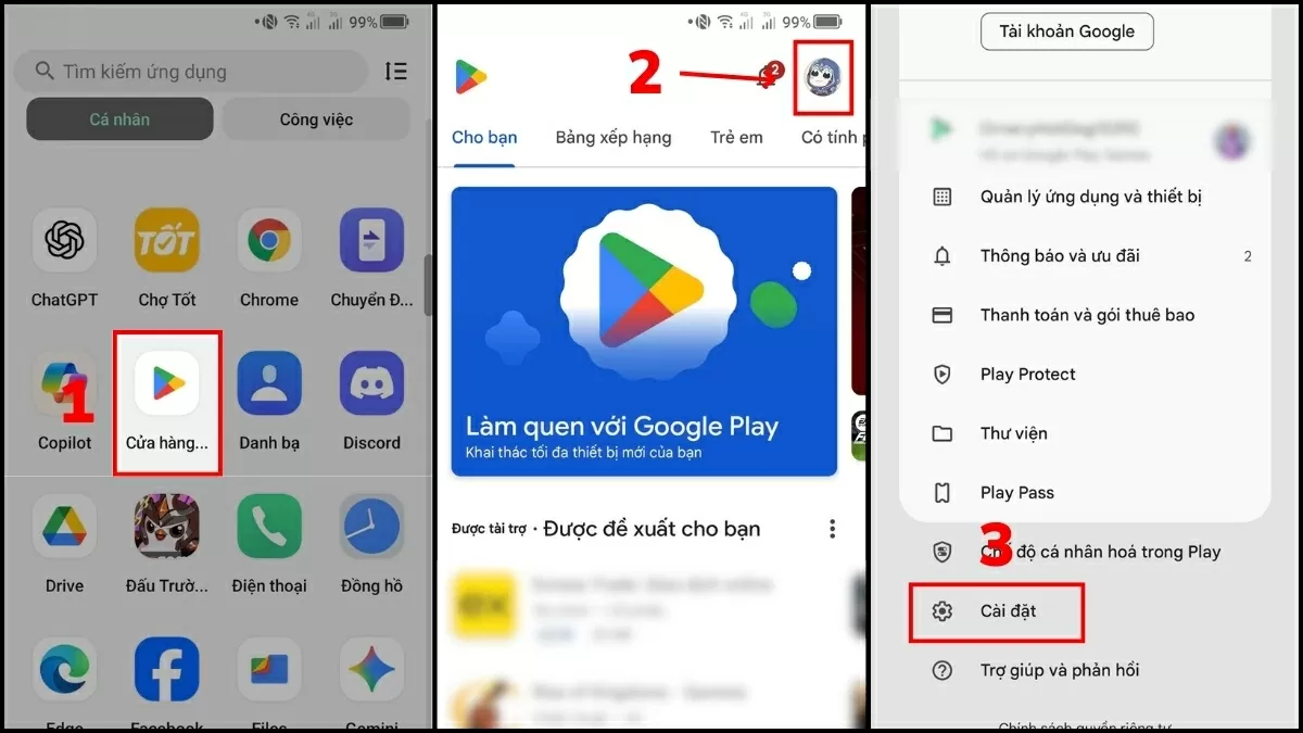 Chọn Cài đặt trong menu hiển thị.. Chọn Cài đặt trong menu hiển thị..