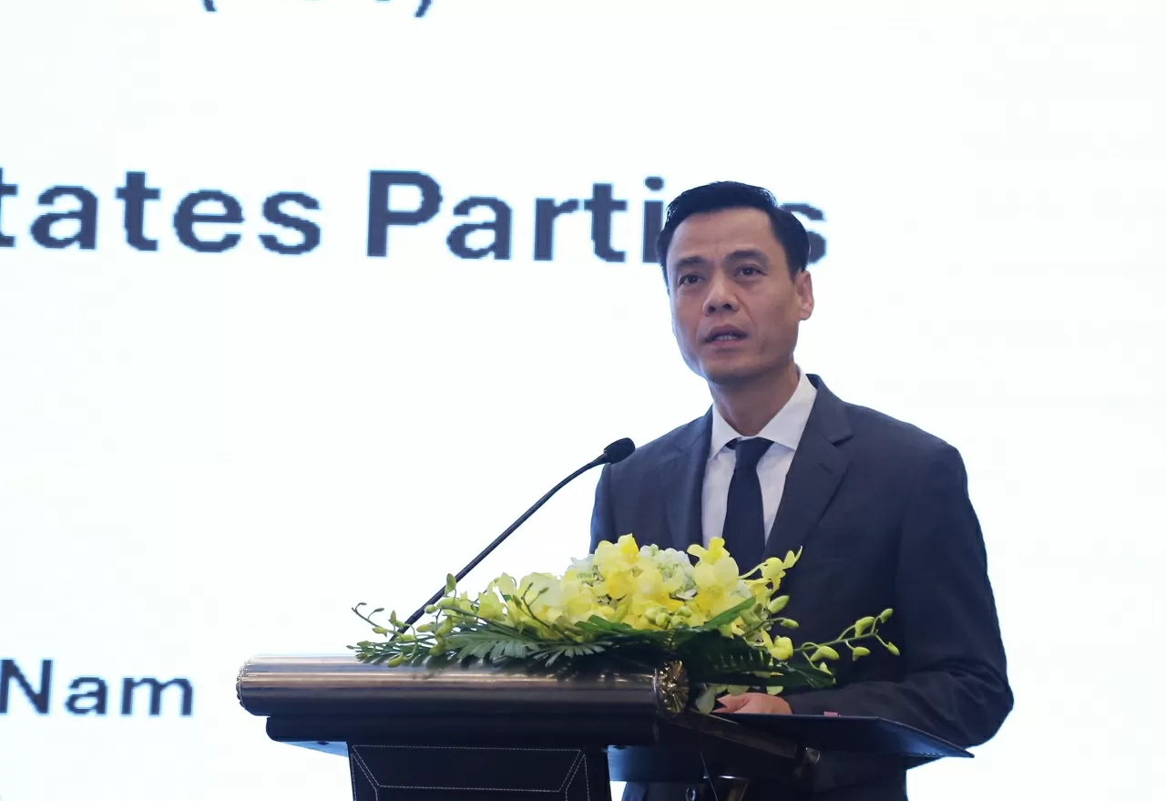 Thứ trưởng Bộ Ngoại giao Việt Nam Đặng Hoàng Giang phát biểu tại Hội nghị. (Ảnh: Thành Long)
