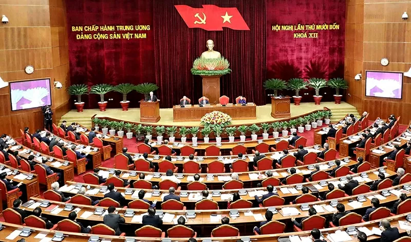 Toàn cảnh Hội nghị Trung ương – nơi Bộ Chính trị thảo luận, cho ý kiến và ban hành các nghị quyết quan trọng định hướng phát triển đất nước trong giai đoạn mới. Ảnh: Nguồn Internet.