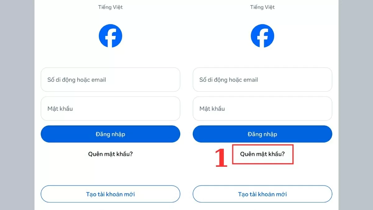 Mở tính năng quên mật khẩu.