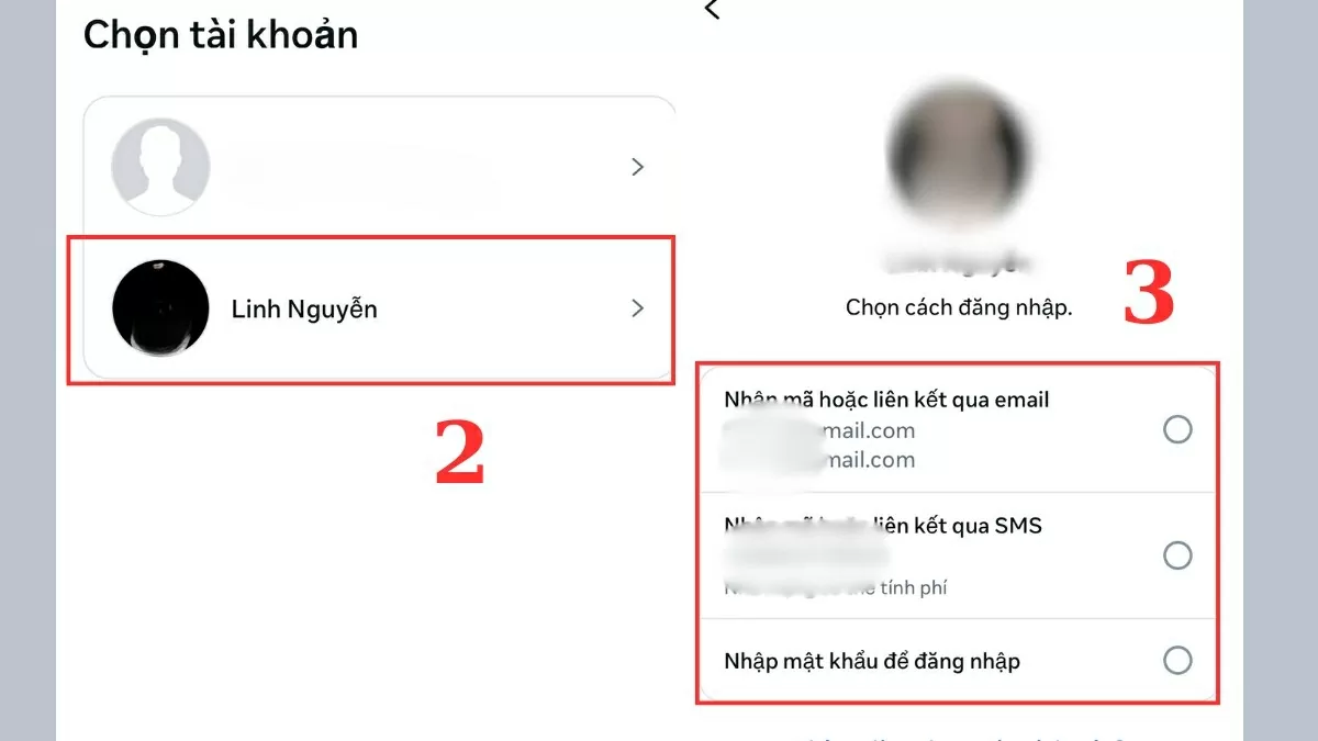Chọn phương thức nhận mã xác minh.