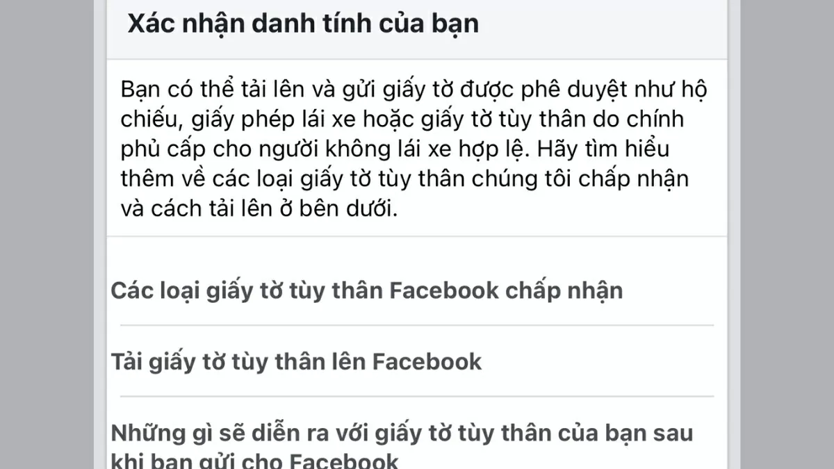 Truy cập trang xác minh danh tính.