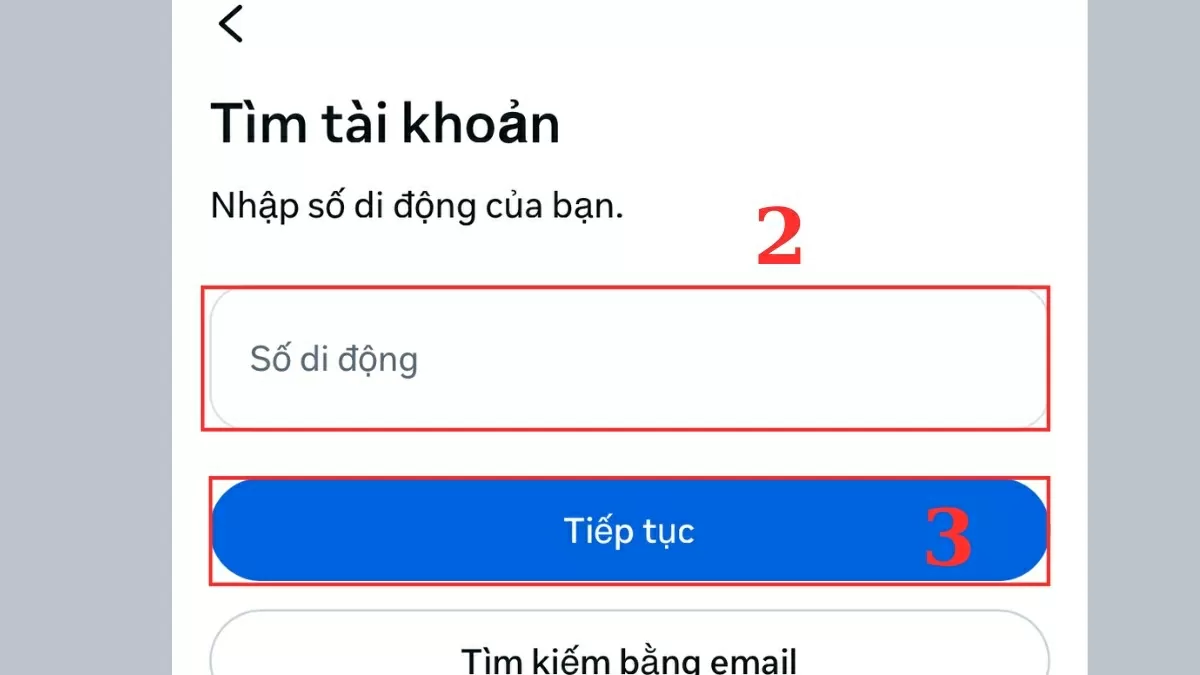 Nhập thông tin tài khoản.