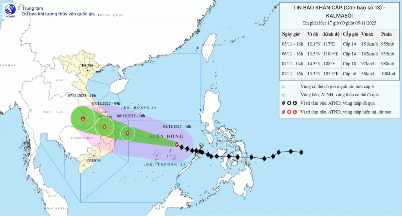 Dự báo thời tiết ngày mai (6/11): Bắc Bộ sáng sớm trời rét, trưa chiều có nắng; khu vực TP. Đà Nẵng-Đắk Lắk mưa rất to
