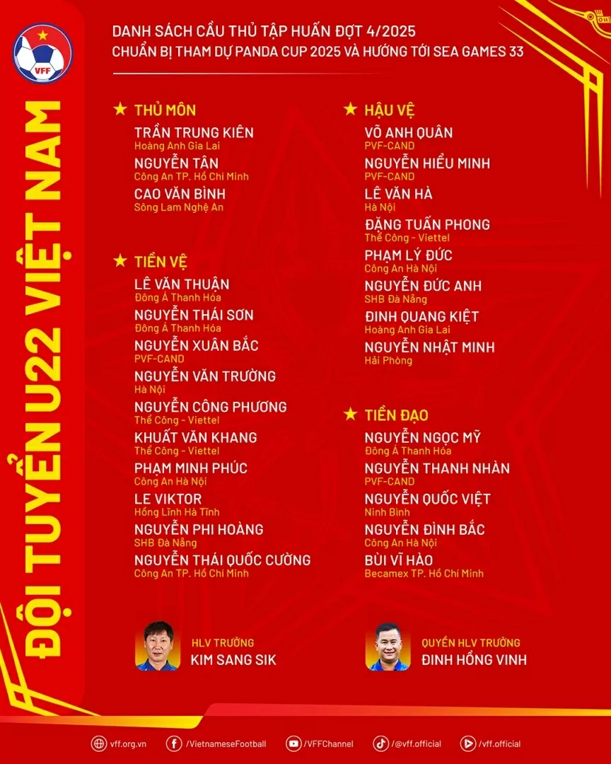 Vĩ Hào trở lại tuyển U22, sẵn sàng dự SEA Games 33