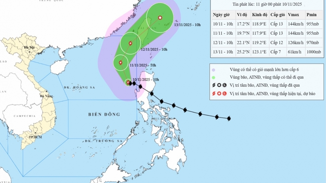 du bao tu nay den khoang ngay 1211 bao so 14 tren vung bien phia dong khu vuc bac bien dong cuong do gio giat cap 15 16