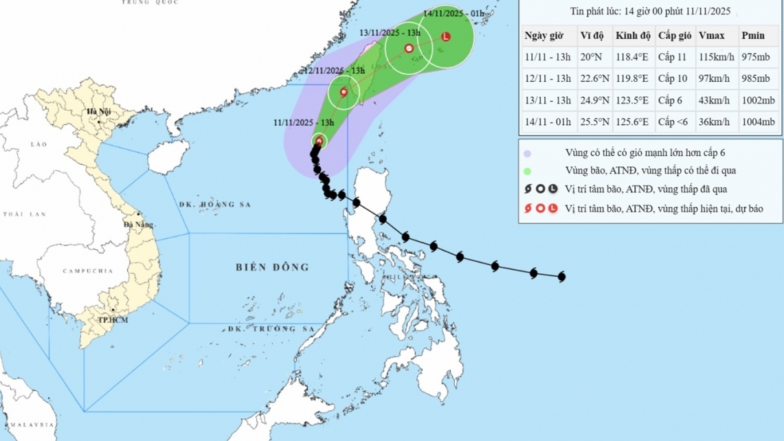 bao so 14 suy yeu dan sap thanh ap thap nhiet doi tren vung bien phia dong bac cua dai loan trung quoc