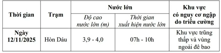 Dự báo thời tiết ngày mai (12/11): Dự báo thời tiết ngày mai (12/11):