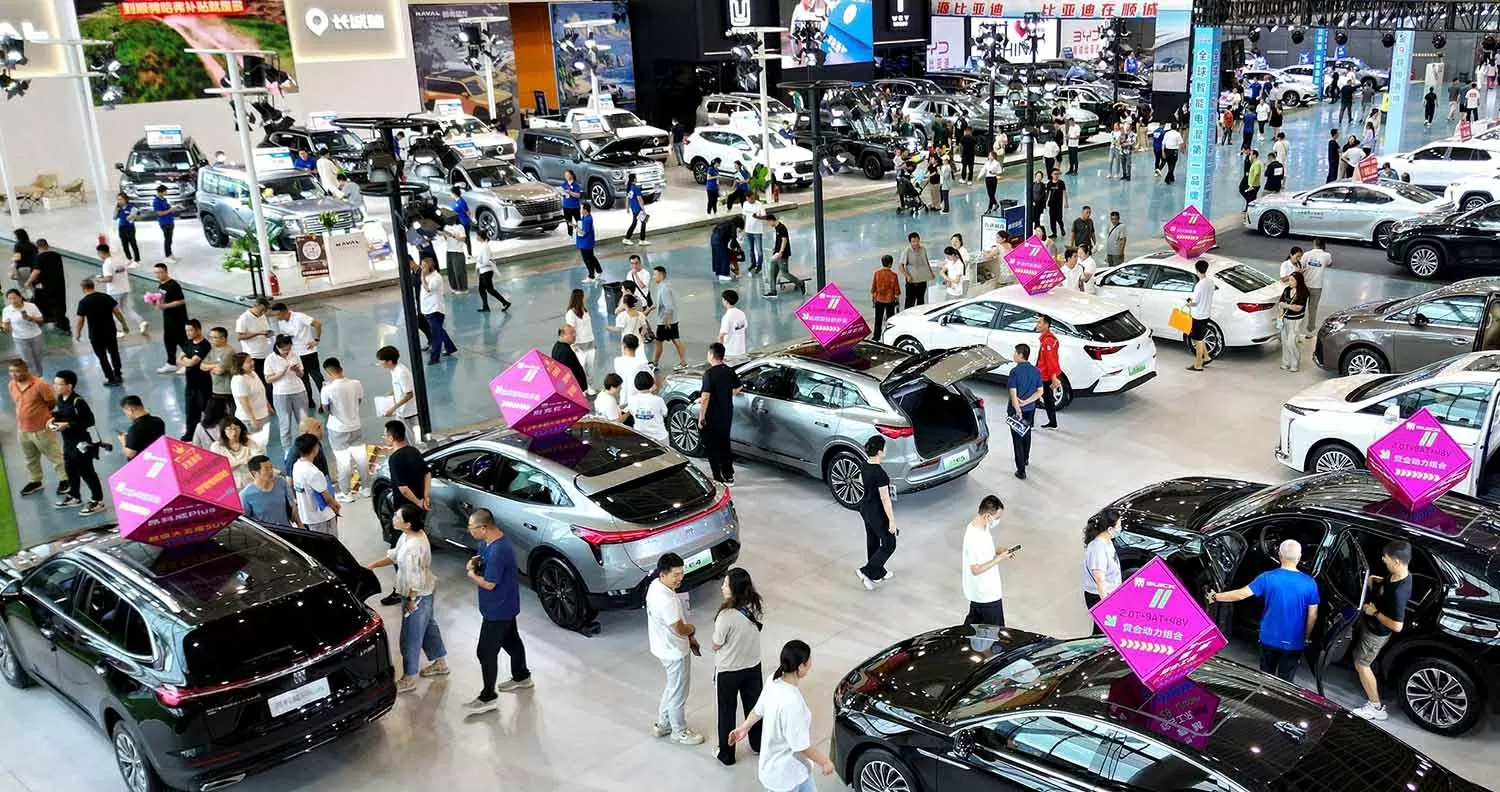 Triển lãm xe điện ở thành phố Đông Dinh, tỉnh Sơn Đông, ngày 5/9/2025. (Nguồn: VCG)