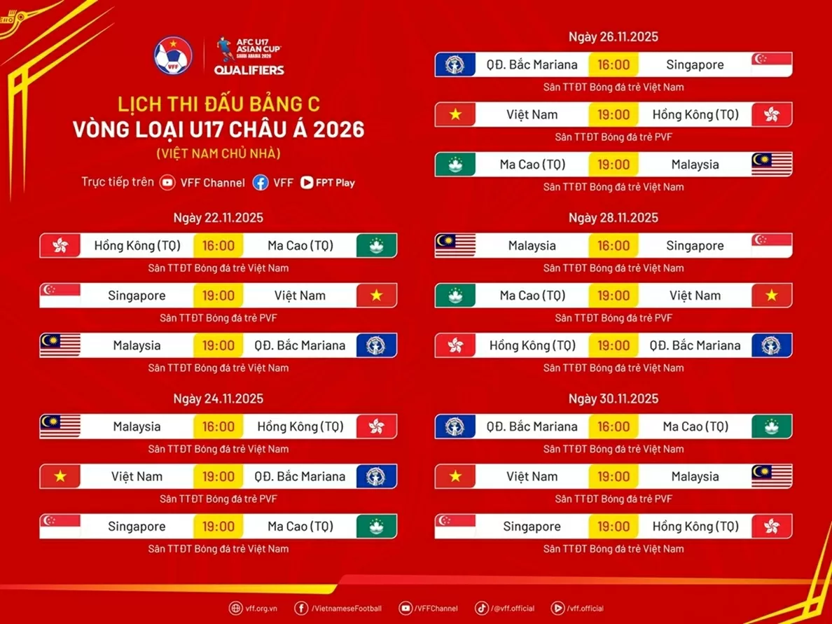 Lịch thi đấu bảng C vòng loại châu Á 2026 Lịch thi đấu bảng C vòng loại châu Á 2026