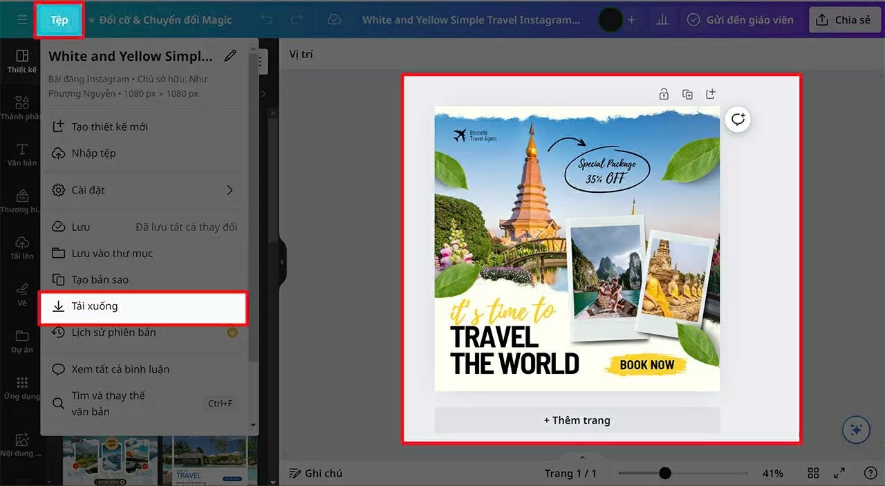 Mở Canva trên máy tính và chọn mẫu bạn muốn chỉnh sửa trong Photoshop.