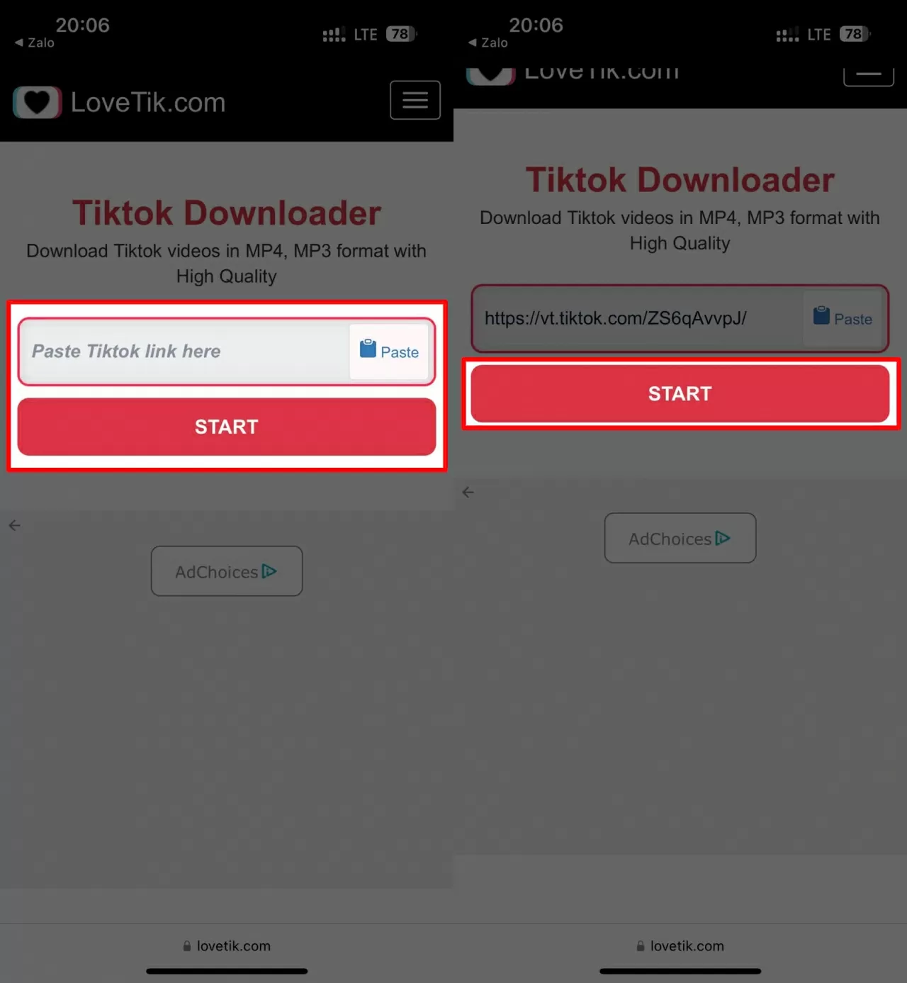 Mở trình duyệt web và truy cập vào trang LoveTik.