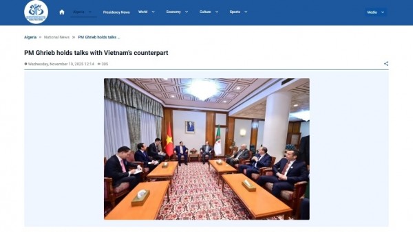 Truyền thông Algeria đưa tin đậm nét về chuyến thăm của Thủ tướng Phạm Minh Chính