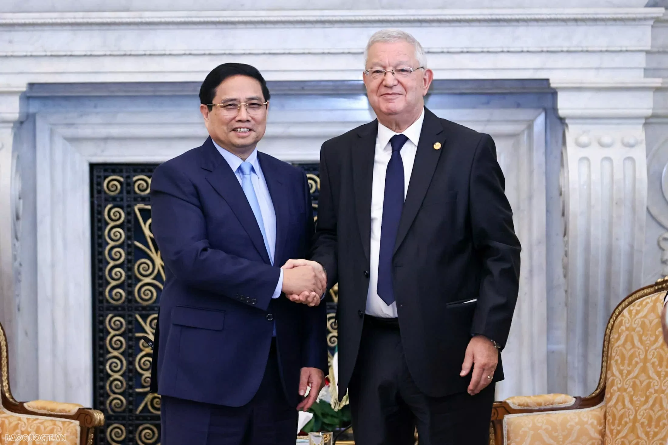 Thủ tướng Phạm Minh Chính hội kiến Chủ tịch Hội đồng Dân tộc Algeria