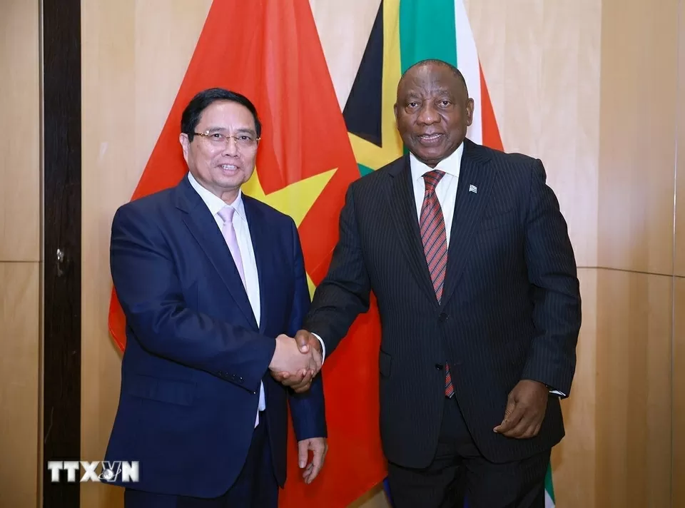 Thủ tướng Phạm Minh Chính hội kiến Tổng thống Nam Phi Ciryl Ramaphosa