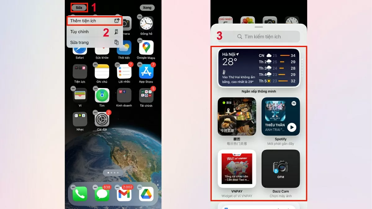 Chọn kiểu widget.