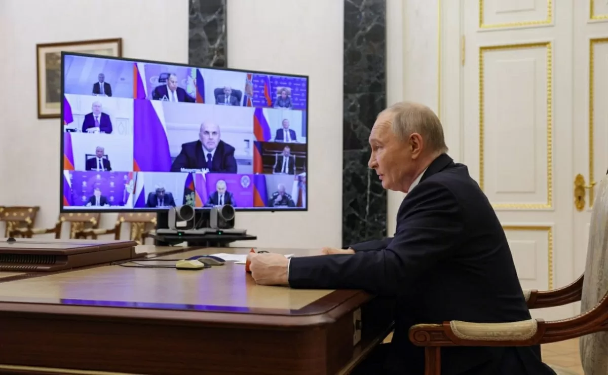 Tổng thống Vladimir Putin trong cuộc họp Hội đồng An ninh Nga ngày 21/11. Ảnh: Bộ Ngoại giao Nga Tổng thống Vladimir Putin trong cuộc họp Hội đồng An ninh Nga ngày 21/11. Ảnh: Bộ Ngoại giao Nga