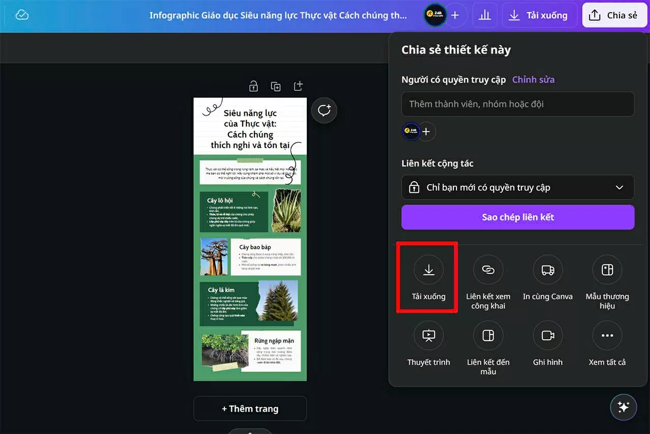 Hãy lưu lại file PDF bằng cách nhấn vào nút Tải xuống.