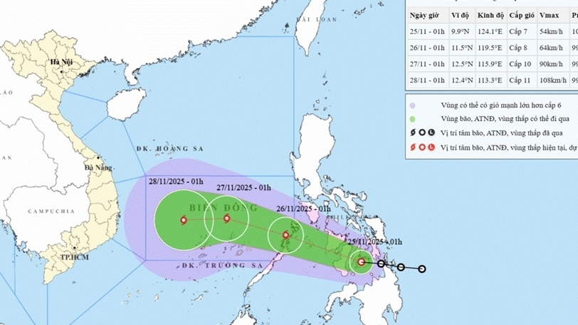 Áp thấp nhiệt đới trên khu vực miền Trung Philippines có khả năng đi vào giữa Biển Đông, mạnh thành bão