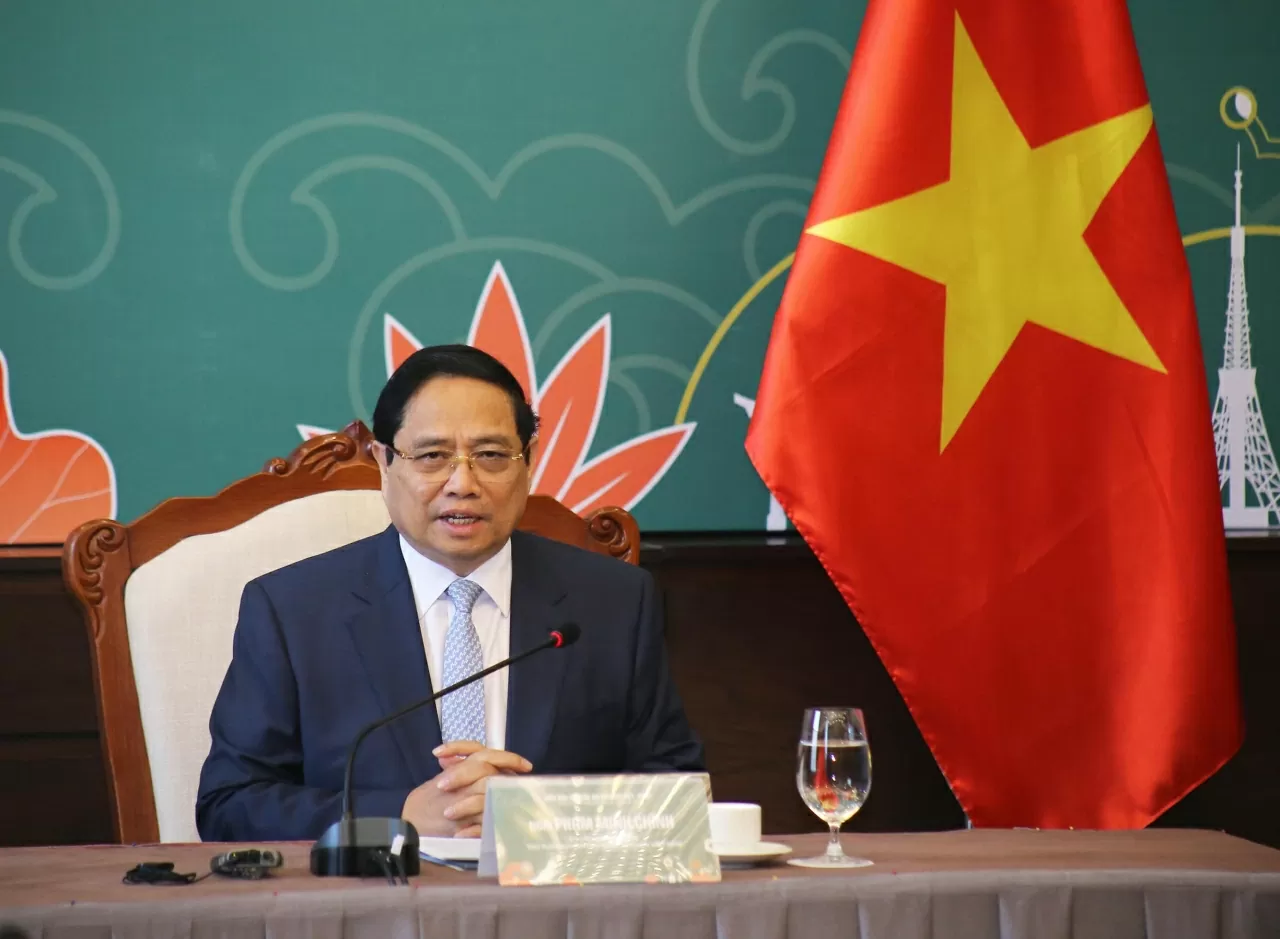 Thủ tướng Phạm Minh Chính chào mừng các địa phương của Nhật Bản đã đến Quảng Ninh. (Ảnh: Thành Long)