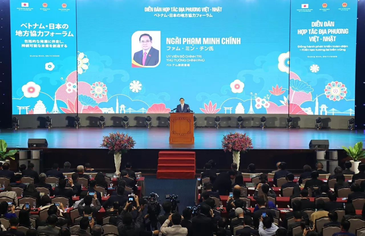 Thủ tướng Chính phủ Phạm Minh Chính phát biểu tại Diễn đàn. (Ảnh: Thành Long)