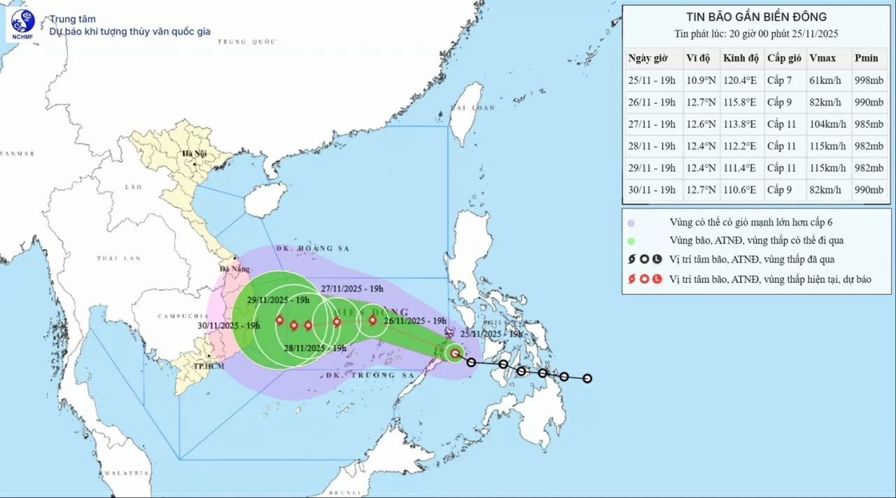 Áp thấp nhiệt đới trên vùng biển phía Tây miền Trung Philippines mạnh thành bão, sẽ đi vào phía Đông khu vực giữa Biển Đông