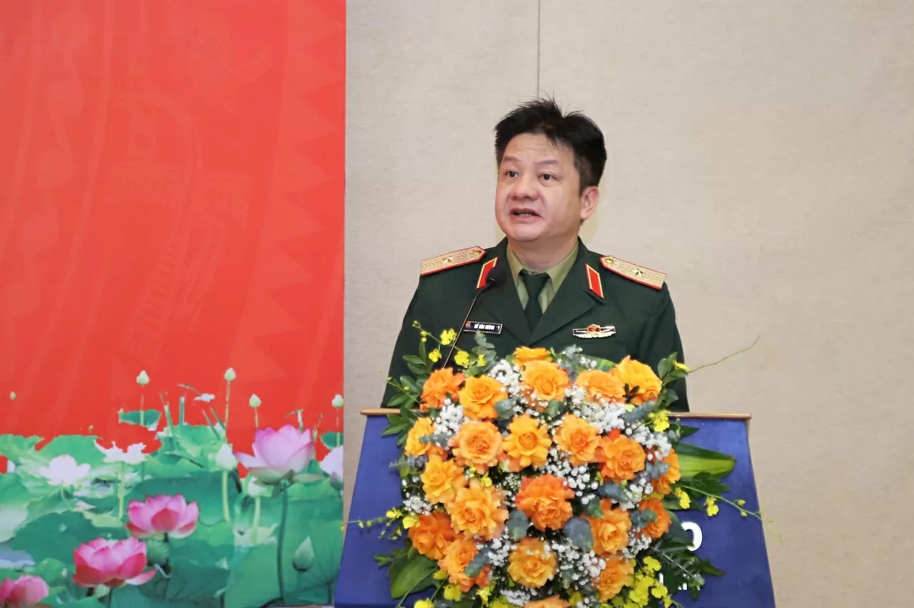Thiếu tướng Hồ Văn Hương, Phó Trưởng ban Ban Cơ yếu Chính phủ phát biểu chỉ đạo. (Ảnh: Thành Long)