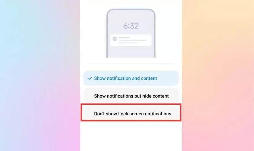 Chọn tùy chọn ẩn thông báo.