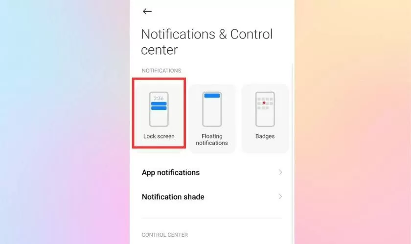 Điều hướng vào mục Màn hình khóa. Điều hướng vào mục Màn hình khóa.