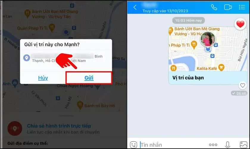 Xác nhận gửi định vị.