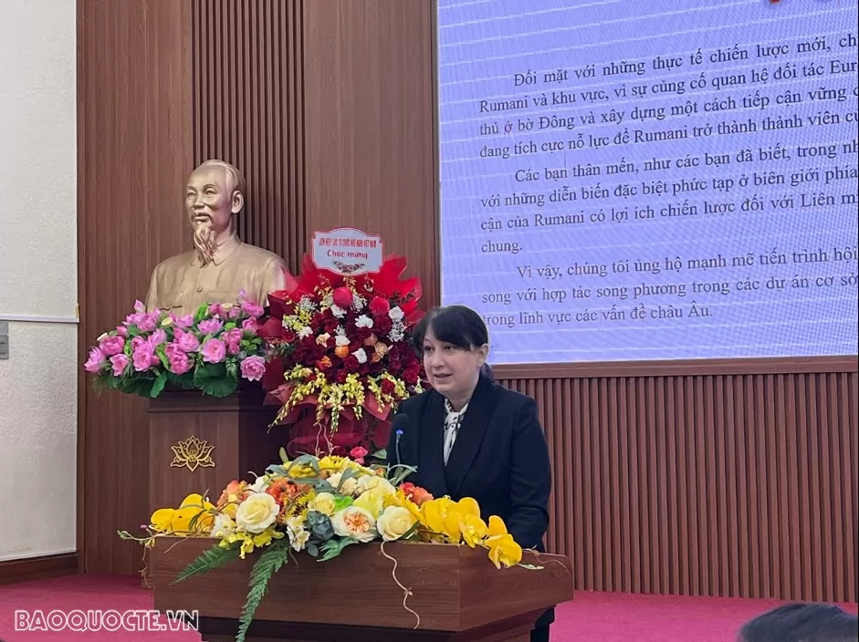 Đại sứ Romania tại Việt Nam Cristina Romila phát biểu tại sự kiện. (Ảnh: Phương Đoàn)