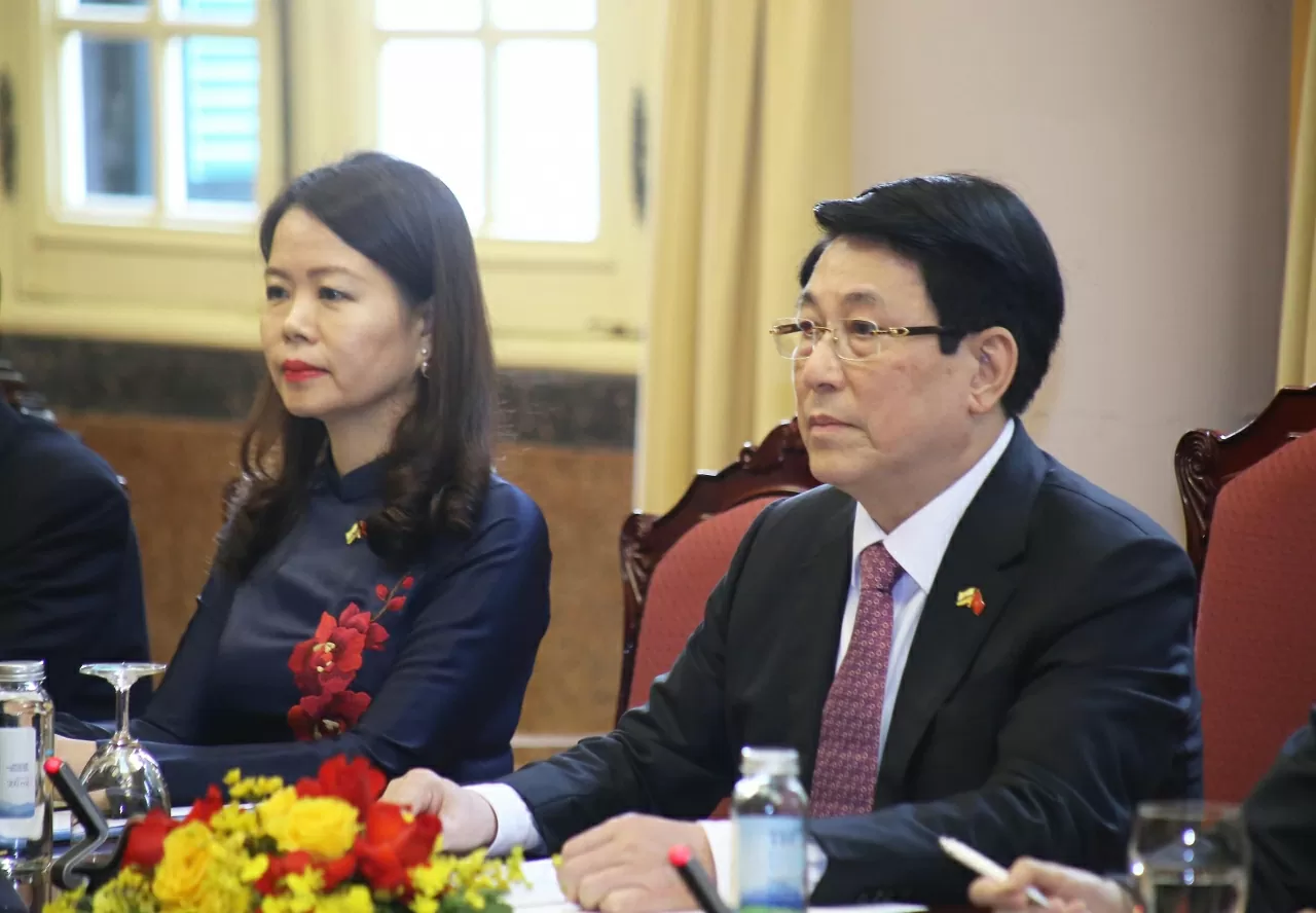 Chủ tịch nước Lương Cường phát biểu tại Hội đàm. (Ảnh: Thành Long)