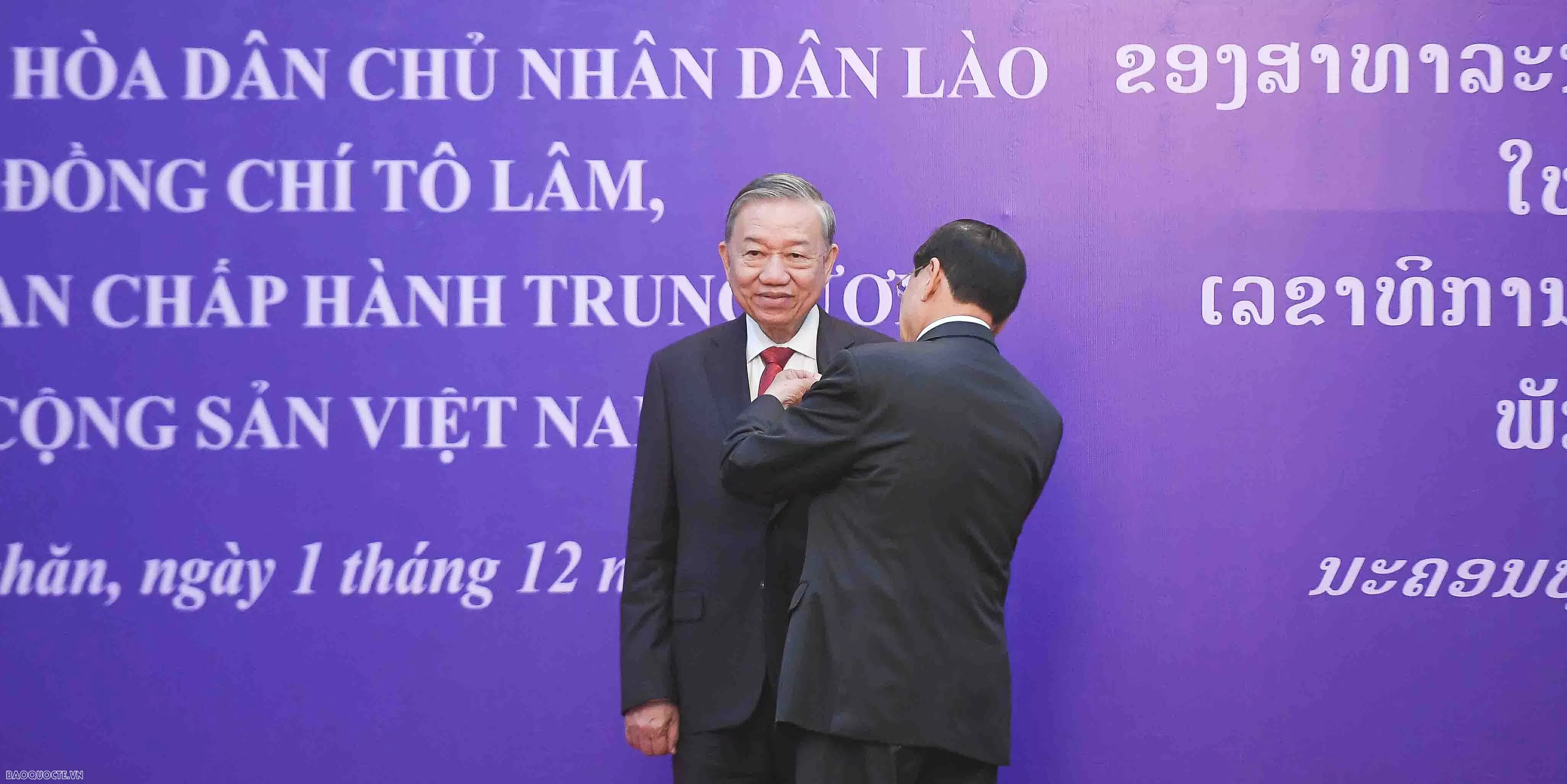 Tổng Bí thư, Chủ tịch nước Lào trao Huân chương Vàng Quốc gia cho Tổng Bí thư Tô Lâm Tổng Bí thư, Chủ tịch nước Lào trao Huân chương Vàng Quốc gia cho Tổng Bí thư Tô Lâm