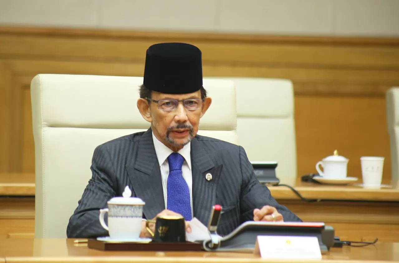 Quốc vương Brunei Darussalam Haji Hassanal Bolkiah phát biểu tại Hội kiến. (Ảnh: Thành Long)