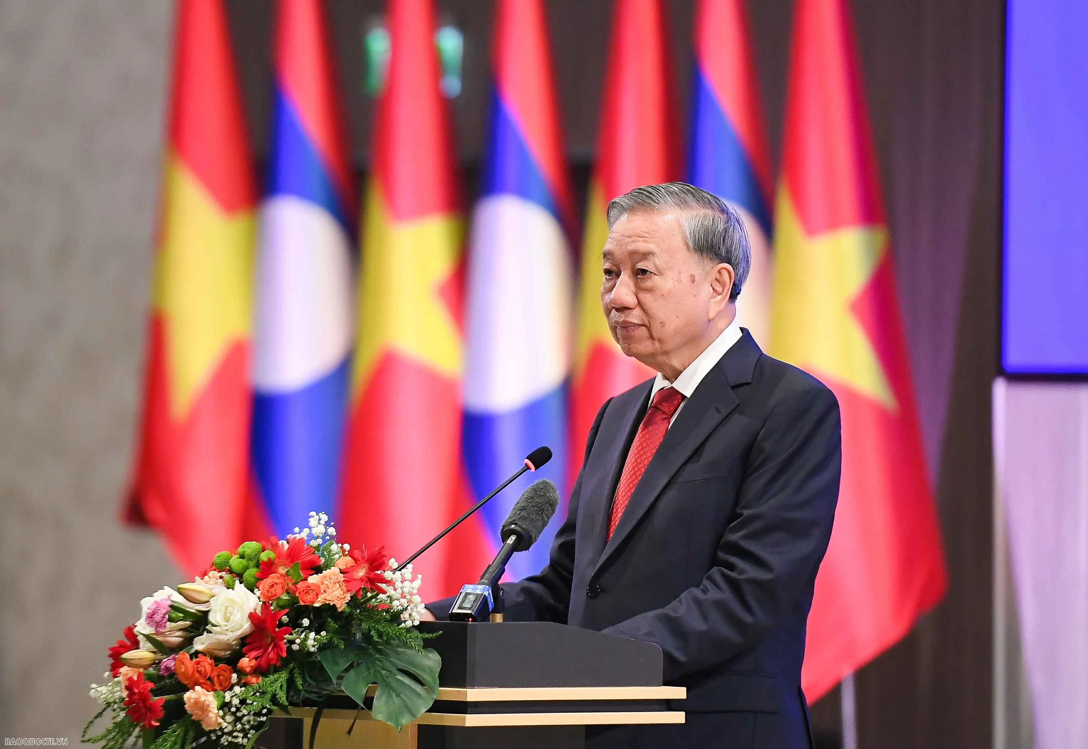 Chiêu đãi cấp Nhà nước Tổng Bí thư Tô Lâm và Phu nhân tại Lào