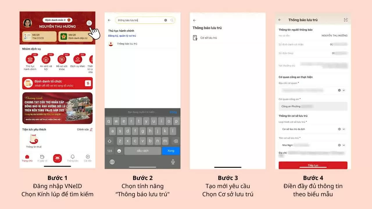 Hướng dẫn đăng ký tạm trú, thông báo lưu trú, thường trú trên VNeID mới nhất 2025 Hướng dẫn đăng ký tạm trú, thông báo lưu trú, thường trú trên VNeID 2025