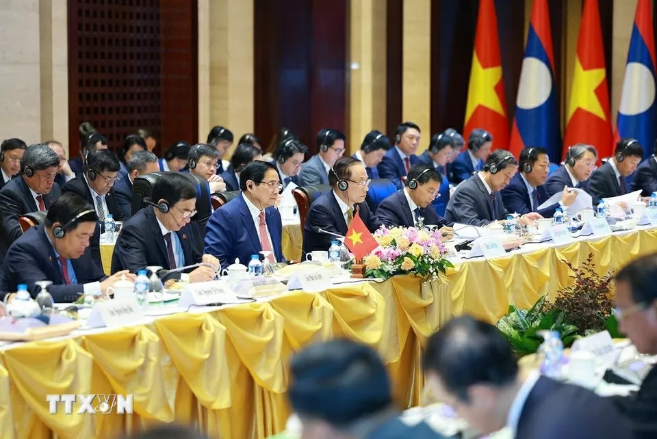 Thủ tướng Phạm Minh Chính và Thủ tướng Lào Sonexay Siphandone đồng chủ trì Kỳ họp lần thứ 48 Uỷ ban Liên chính phủ Việt Nam-Lào