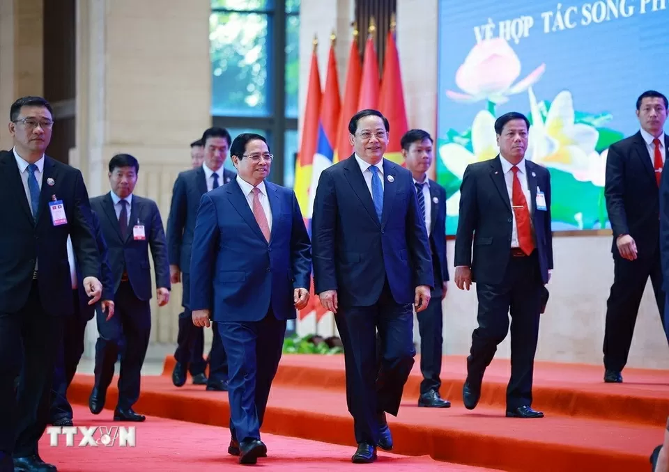 Thủ tướng Phạm Minh Chính và Thủ tướng Lào Sonexay Siphandone đồng chủ trì Kỳ họp lần thứ 48 Uỷ ban Liên chính phủ Việt Nam-Lào