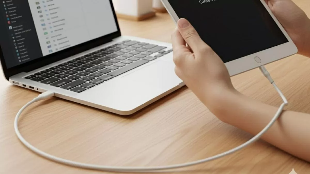 Kết nối iPad với máy tính.