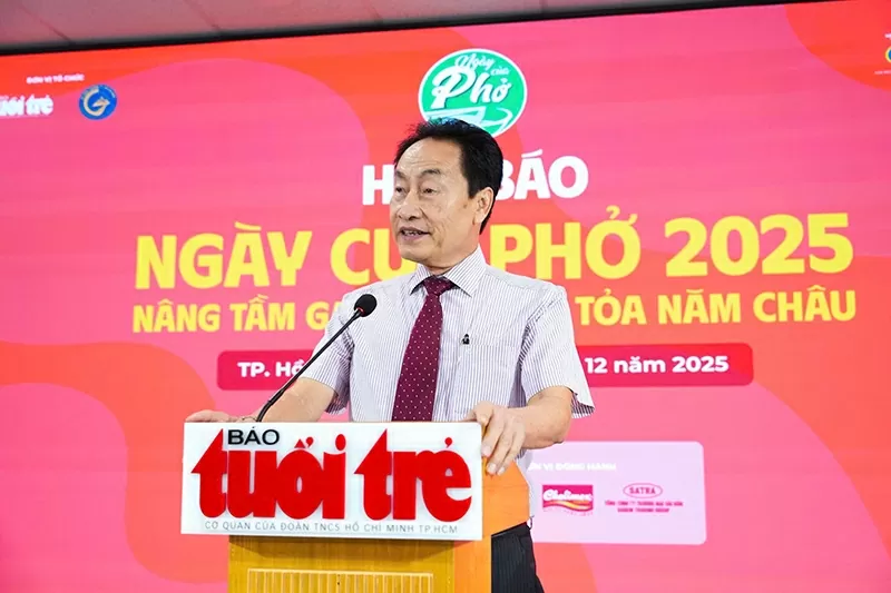 Ông Lã Quốc Khánh, phó chủ tịch thường trực Hiệp hội Văn hóa Ẩm thực Việt Nam phát biểu