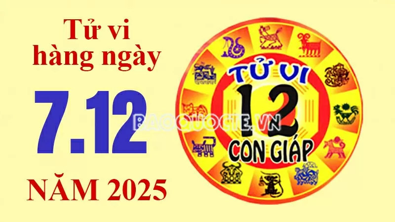 Tử vi hôm nay, xem tử vi 12 con giáp hôm nay ngày 7/12/2025: Tuổi Tuất công việc thuận lợi Tử vi hôm nay, xem tử vi 12 con giáp hôm nay ngày 7/12/2025: Tuổi Tuất công việc thuận lợi