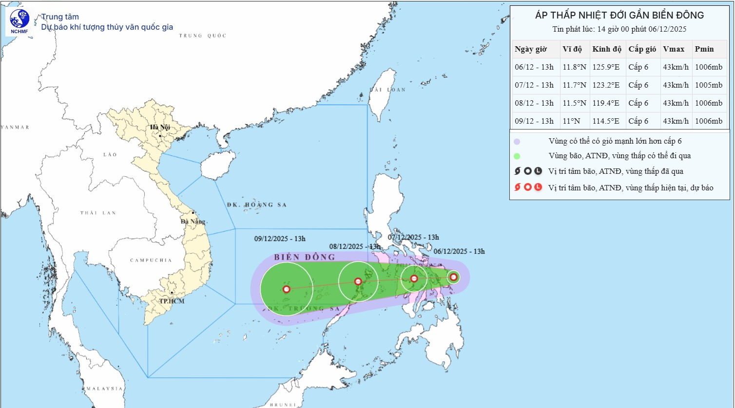Áp thấp nhiệt đới sắp vào Biển Đông với tốc độ tăng nhanh ap thap nhiet doi.jpg